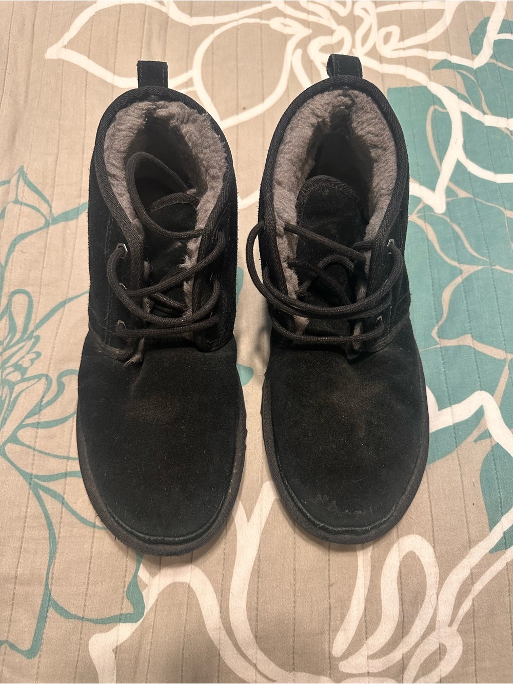UGG Neumel Men’s Boot Black Lace Up Fleece Lined Winter Boots Size 10
